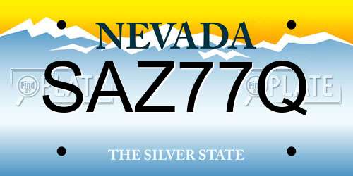 SAZ77Q Nevada License Plate
