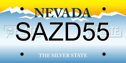 SAZD55 Nevada License Plate
