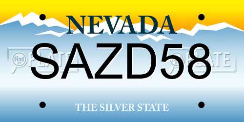 SAZD58 Nevada License Plate