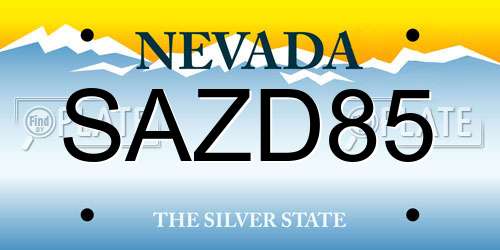 SAZD85 Nevada License Plate