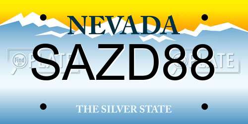SAZD88 Nevada License Plate
