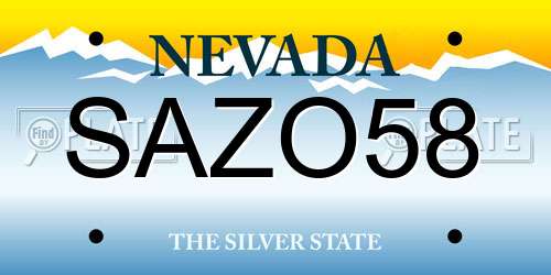 SAZO58 Nevada License Plate