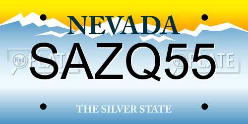 SAZQ55 Nevada License Plate