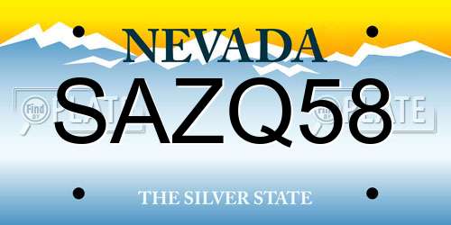 SAZQ58 Nevada License Plate