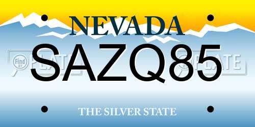 SAZQ85 Nevada License Plate
