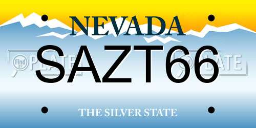 SAZT66 Nevada License Plate