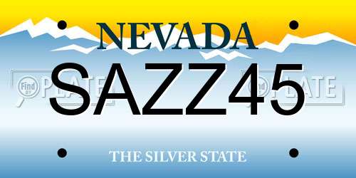 SAZZ45 Nevada License Plate