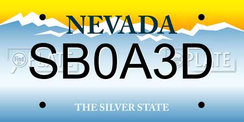 SB0A3D Nevada License Plate