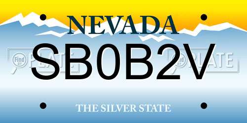 SB0B2V Nevada License Plate