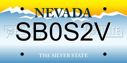 SB0S2V Nevada License Plate