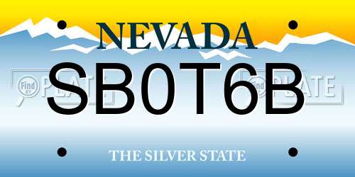 SB0T6B Nevada License Plate