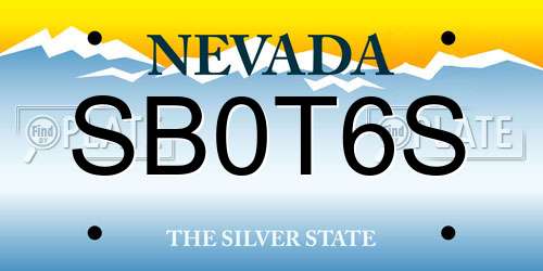 SB0T6S Nevada License Plate