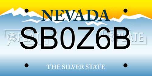 SB0Z6B Nevada License Plate