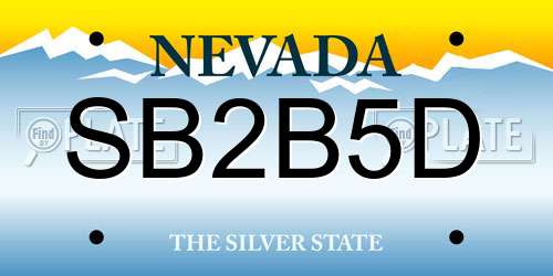 SB2B5D Nevada License Plate