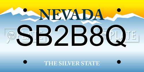 SB2B8Q Nevada License Plate
