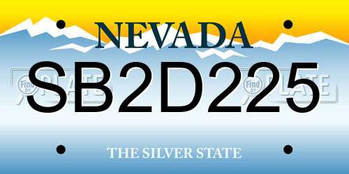 SB2D225 Nevada License Plate