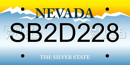 SB2D228 Nevada License Plate