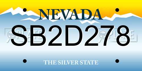 SB2D278 Nevada License Plate