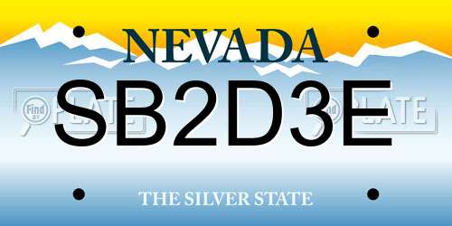 SB2D3E Nevada License Plate