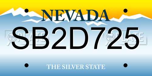 SB2D725 Nevada License Plate