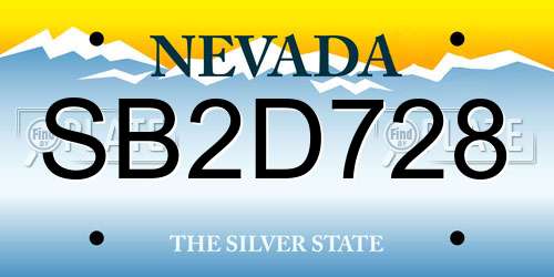 SB2D728 Nevada License Plate
