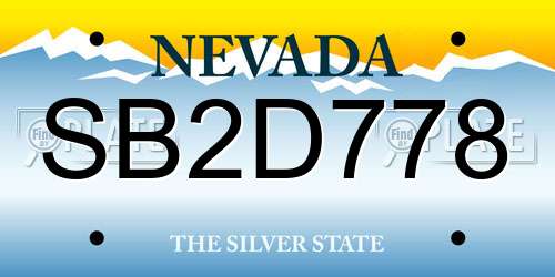 SB2D778 Nevada License Plate