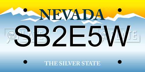 SB2E5W Nevada License Plate