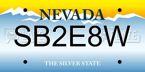 SB2E8W Nevada License Plate
