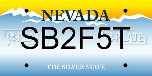 SB2F5T Nevada License Plate