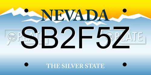 SB2F5Z Nevada License Plate