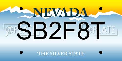 SB2F8T Nevada License Plate
