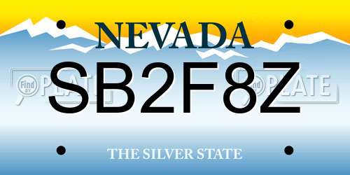 SB2F8Z Nevada License Plate