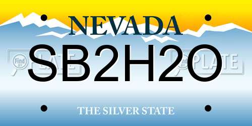 SB2H2O Nevada License Plate