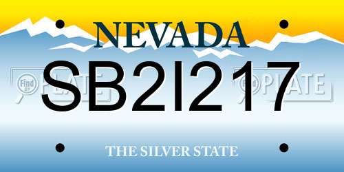 SB2I217 Nevada License Plate