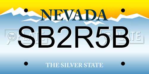 SB2R5B Nevada License Plate