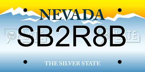 SB2R8B Nevada License Plate
