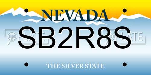 SB2R8S Nevada License Plate