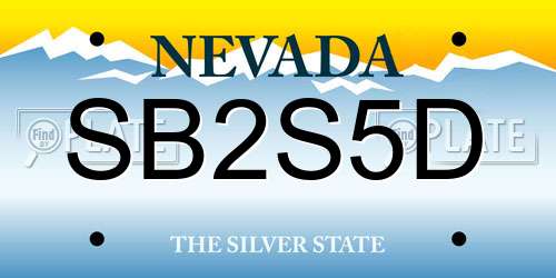 SB2S5D Nevada License Plate