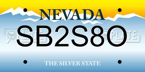 SB2S8O Nevada License Plate