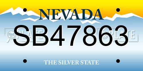 SB47863 Nevada License Plate