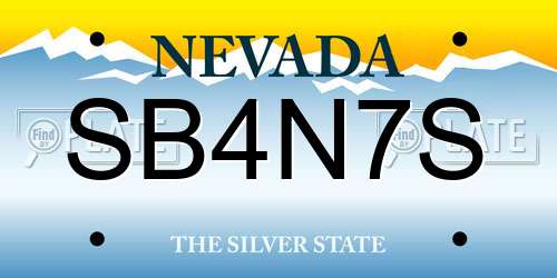 SB4N7S Nevada License Plate