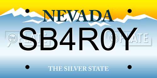 SB4R0Y Nevada License Plate