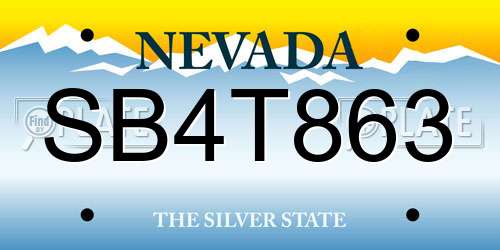 SB4T863 Nevada License Plate