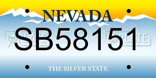 SB58151 Nevada License Plate