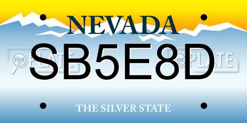 SB5E8D Nevada License Plate