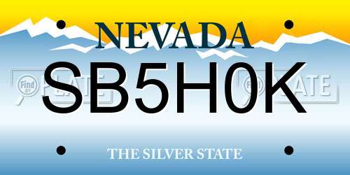 SB5H0K Nevada License Plate