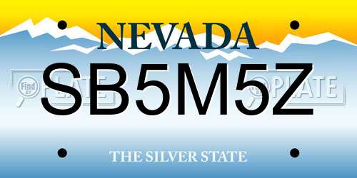 SB5M5Z Nevada License Plate
