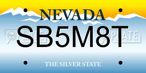 SB5M8T Nevada License Plate