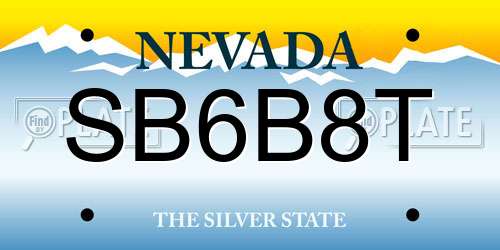 SB6B8T Nevada License Plate