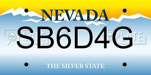 SB6D4G Nevada License Plate